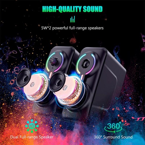 Акустика для ПК ONIKUMA RGB Backlight L6 |5Wx2, BT, USB, 3.5mm| black
