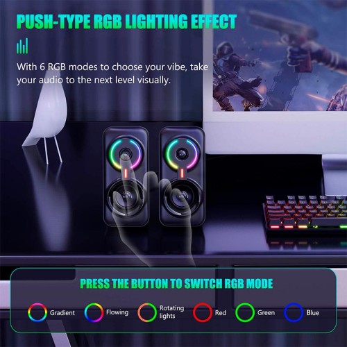 Акустика для ПК ONIKUMA RGB Backlight L6 |5Wx2, BT, USB, 3.5mm| black