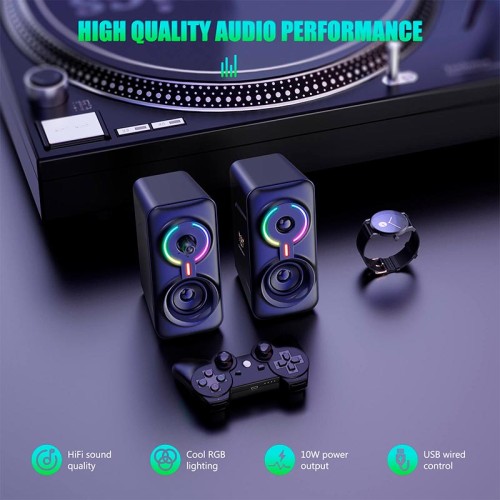 Акустика для ПК ONIKUMA RGB Backlight L6 |5Wx2, BT, USB, 3.5mm| black