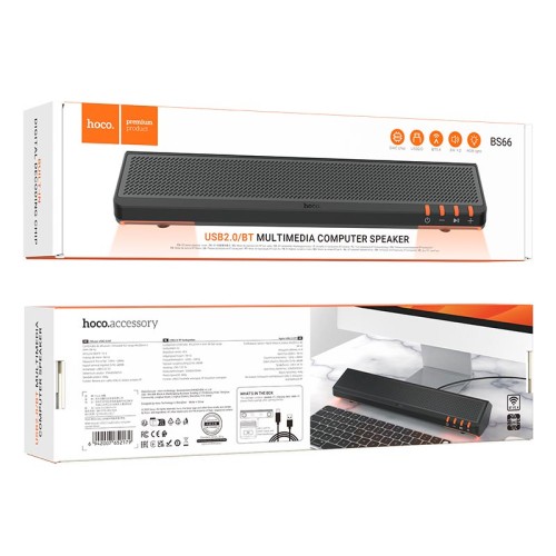 Акустика для ПК HOCO Smooth multimedia computer speaker BS66 |BT5.4/USB2.0, 3Wx2, DAC| black