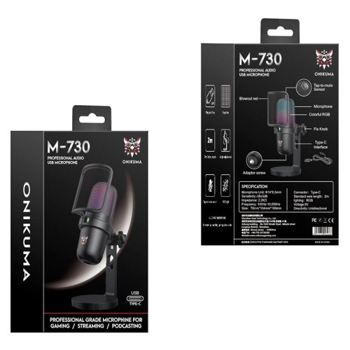 Мікрофон Onikuma RGB microphone M730 |Type-C, 2m| black