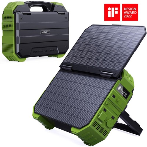 Портативна електростанція Browey Solar Panel 22W PN-600 EU Version |AC/DC, 2USB/Type-C, 600W, PD/QC| green