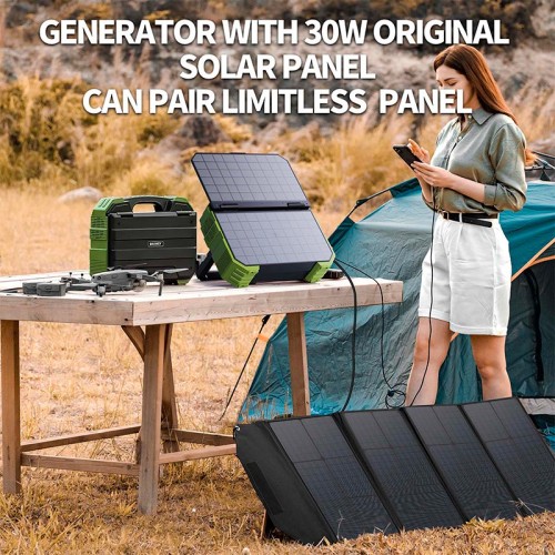 Портативна електростанція Browey Solar Panel 22W PN-600 EU Version |AC/DC, 2USB/Type-C, 600W, PD/QC| green