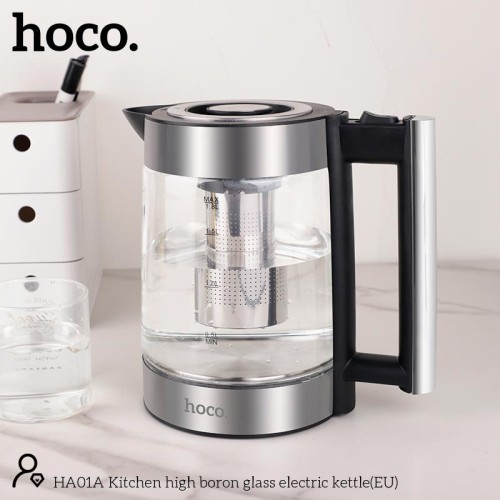Електрочайник HOCO Kitchen high boron glass electric kettle HA01A |1.8L| silver