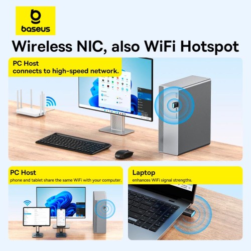 Baseus FastJoy Series WiFi Adapter 300Mbps (B01317600111-03) black