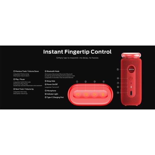 Акустика Monster Blaster Pebble D139 (MS62131) IPX5 |BT5.4, 6/12W| red