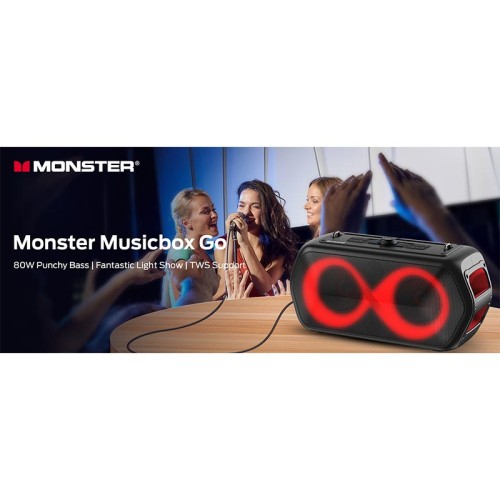 Акустика Monster Musicbox Go (with 2 microphones) M176 (MS22132) IPX5 |BT5.3, 80W, USB/AUX/TF, 2.5-4.5h| black