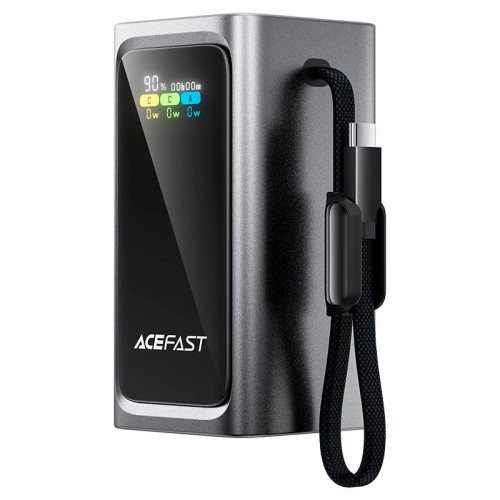 УМБ AceFast fast charging power bank with cable and TFT display M33 20000mAh |1USB/1Type-C, PD/QC, 100W/3A| black