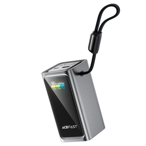 УМБ AceFast fast charging power bank with cable and TFT display M33 20000mAh |1USB/1Type-C, PD/QC, 100W/3A| black