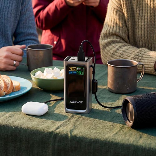 УМБ AceFast fast charging power bank with cable and TFT display M33 20000mAh |1USB/1Type-C, PD/QC, 100W/3A| black