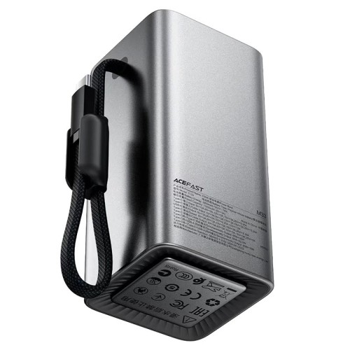 УМБ AceFast fast charging power bank with cable and TFT display M33 20000mAh |1USB/1Type-C, PD/QC, 100W/3A| black