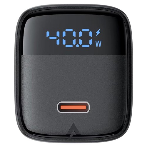 Адаптер мережевий AceFast GaN charger USB-C with digital display A135 |1Type-C, 40W/3A, PD/QC| black