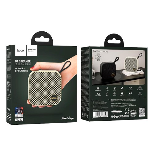 Акустика HOCO Auspicious sports TWS speaker HC22 |BT5.2, AUX/TF/USB/FM, 4h| black