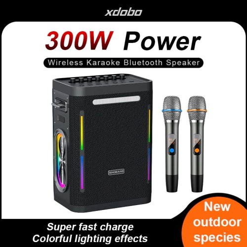 Акустика-караоке Xdobo Party 1981 II (with 2 MIC) |BT5.3, 300W, AUX/TF/USB, 65W/5A input power, 20h| black
