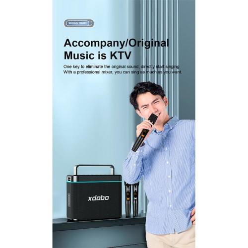 Акустика-караоке Xdobo Truth (with 2 MIC) IPX6 |BT5.3, 200W, AUX/USB/TF, 12h| black