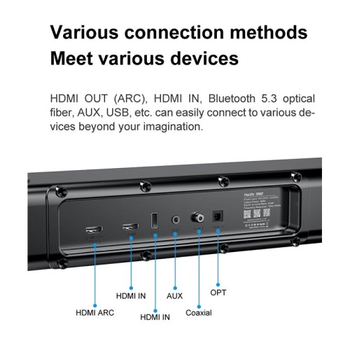 Акустика Xdobo Pacific 1982 (Soundbar support Dolby atmos) |BT5.3+EDR, 500W Peak, HDMI/Optical Fibre/ USB/ AUX/Coaxial| black