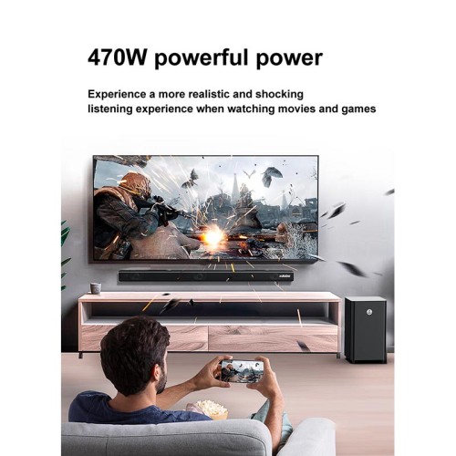 Акустика Xdobo Pacific 1982 (Soundbar support Dolby atmos) |BT5.3+EDR, 500W Peak, HDMI/Optical Fibre/ USB/ AUX/Coaxial| black