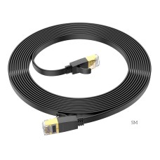 Кабель HOCO General pure copper flat network cable US07 (5M, 1Gbps) black