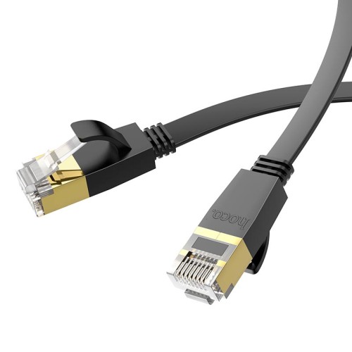 Кабель HOCO General pure copper flat network cable US07 (5M, 1Gbps) black