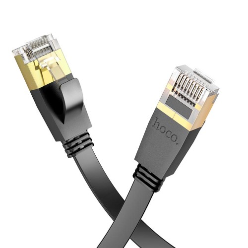 Кабель HOCO General pure copper flat network cable US07 (5M, 1Gbps) black