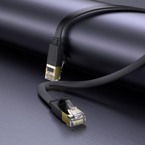 Кабель HOCO General pure copper flat network cable US07 (5M, 1Gbps) black