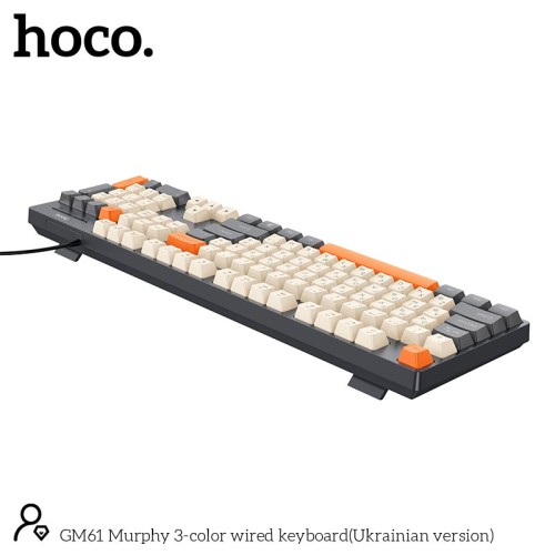 Клавіатура HOCO Murphy 3-color wired keyboard GM61 (Ukrainian version) |104 keys| grey