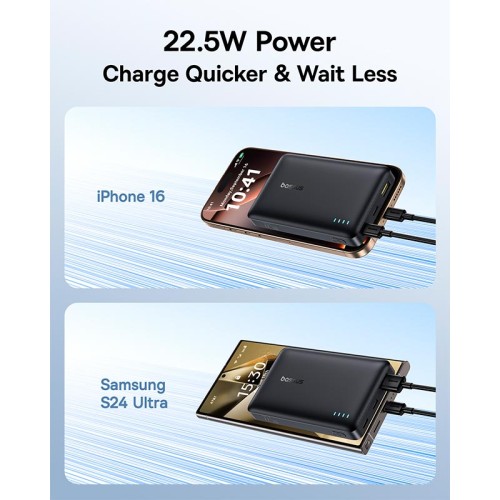 УМБ Baseus EnerFill Power Bank FP21 10000mAh |2Type-C/1USB, 22.5W/3A, PD/QC| black