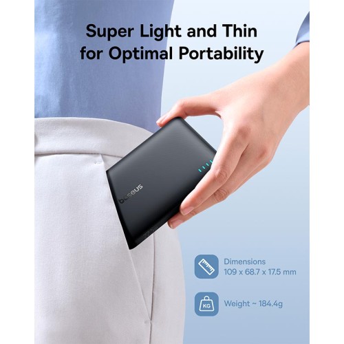 УМБ Baseus EnerFill Power Bank FP21 10000mAh |2Type-C/1USB, 22.5W/3A, PD/QC| black