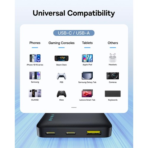 УМБ Baseus EnerFill Power Bank FP21 10000mAh |2Type-C/1USB, 22.5W/3A, PD/QC| black