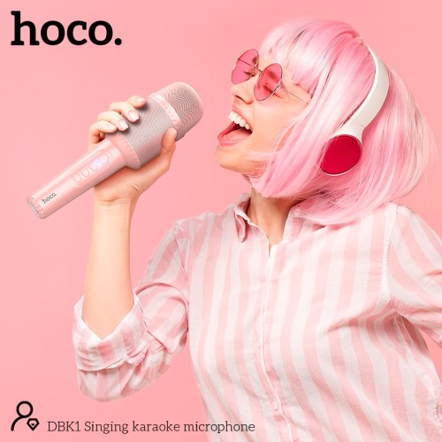 Караоке мікрофон HOCO Singing karaoke microphone DBK1 |BT5.0, AUX, TWS, 5W, 6h| pink