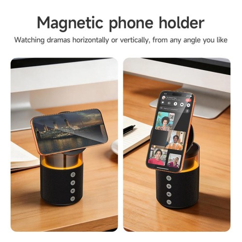 Бездротова зарядка Qi HOCO Sunset BT Speaker with 3 in 1 wireless charger DWQ05 |BT5.4, TWS, 15 W Max| black