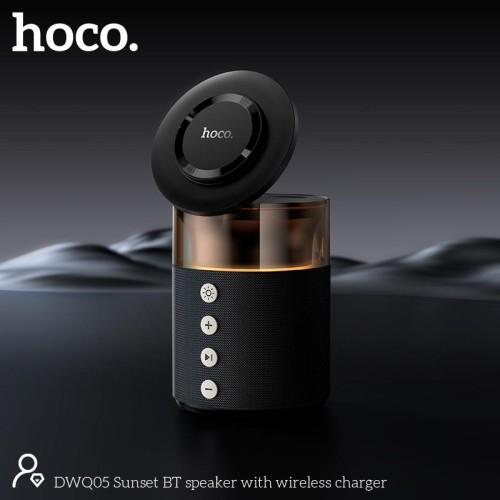 Бездротова зарядка Qi HOCO Sunset BT Speaker with 3 in 1 wireless charger DWQ05 |BT5.4, TWS, 15 W Max| black