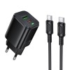 Мережевий зарядний пристрій BOROFONE BAS85A Star PD30W+QC3.0 charger set (C to C) (EU) Black