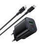 Мережевий зарядний пристрій BOROFONE BAS85A Star PD30W+QC3.0 charger set (C to C) (EU) Black