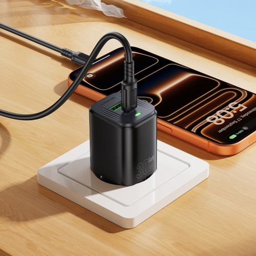 Мережевий зарядний пристрій BOROFONE BAS85A Star PD30W+QC3.0 charger set (C to C) (EU) Black