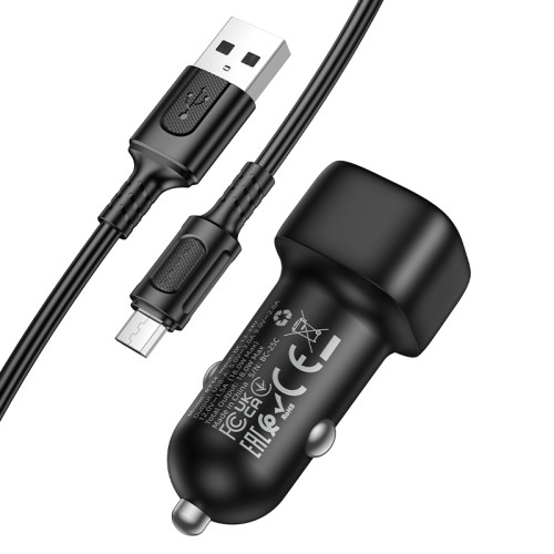 Автомобільний зарядний пристрій BOROFONE BZ34 Cloud single port QC3.0 car charger set(Micro) Black