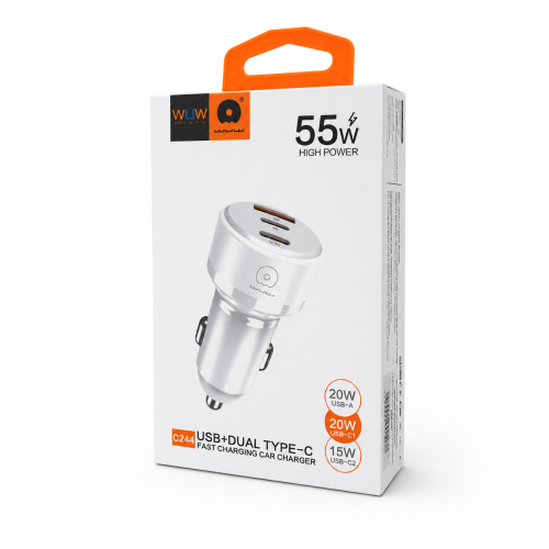 Автомобільний зарядний пристрій WUW-C244 USB20W+PD20W+PD15W white
