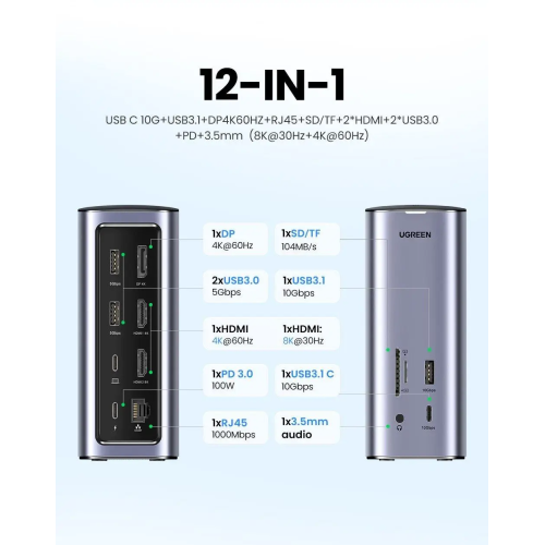 USB-хаб Ugreen USB-C Multifunctional Docking Station(13-in-1)