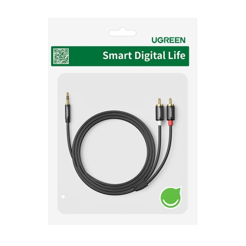 Аудіокабель UGREEN AV116 3.5mm Male to 2RCA Male Cable 2m Black
