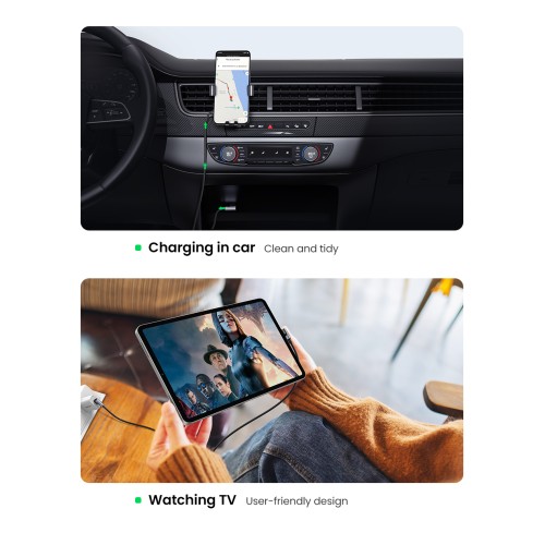 Кабель UGREEN US176 Right Angle USB-A to USB-C Cable 1m (Space Gray)