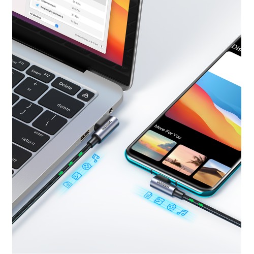 Кабель UGREEN US176 Right Angle USB-A to USB-C Cable 1m (Space Gray)