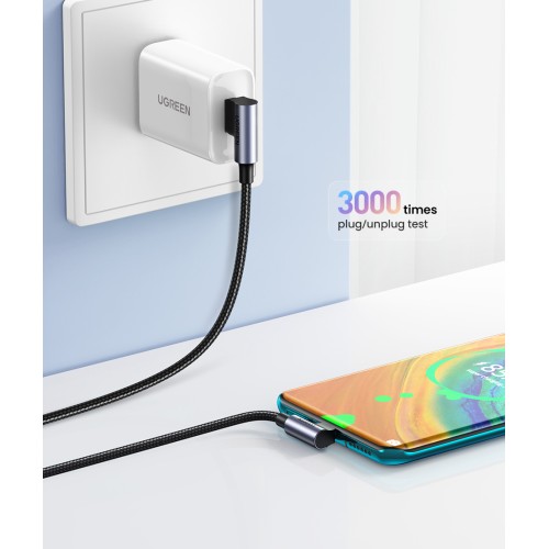 Кабель UGREEN US176 Right Angle USB-A to USB-C Cable 1m (Space Gray)