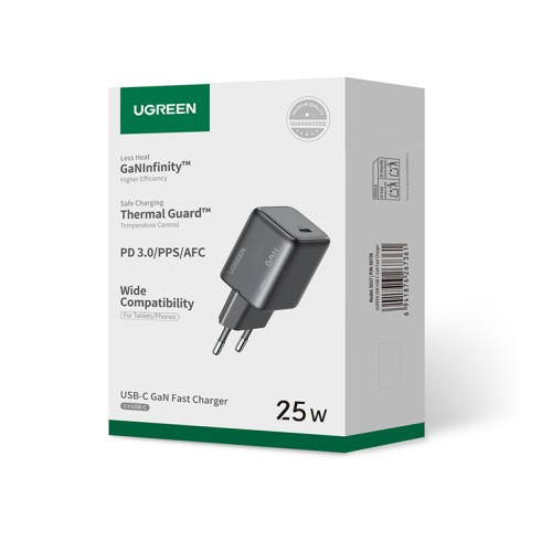 Мережевий зарядний пристрій UGREEN X517 25W USB-C GaN Fast Charger Black