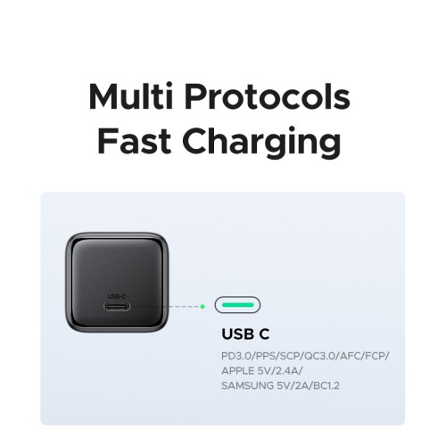 Мережевий зарядний пристрій UGREEN X517 25W USB-C GaN Fast Charger Black