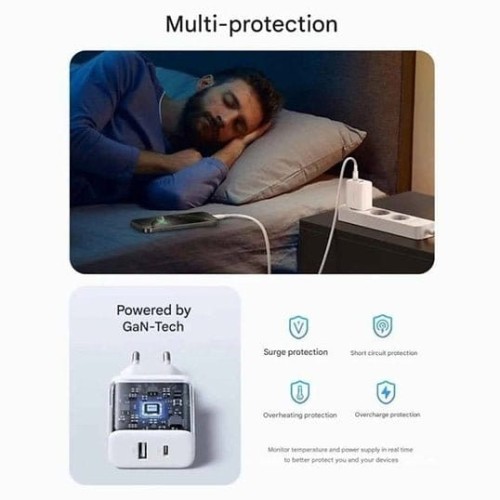 Мережевий зарядний пристрій UGREEN X514 20W 2-Port GaN Fast Charger EU black