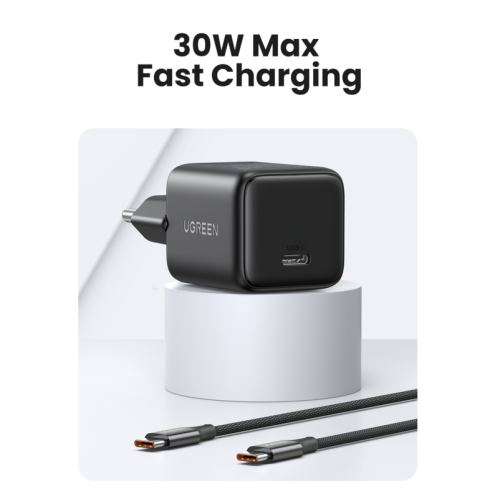 Мережевий зарядний пристрій UGREEN X513 30W USB-C GaN Fast Charger EU Black