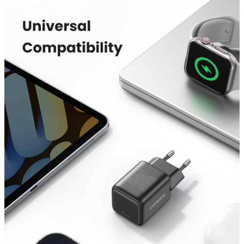 Мережевий зарядний пристрій UGREEN X513 30W USB-C GaN Fast Charger EU Black