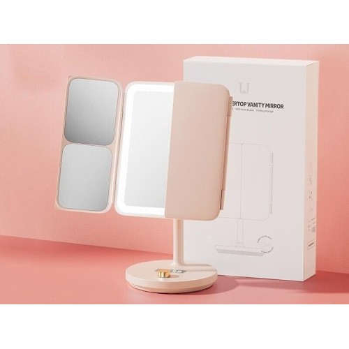 Дзеркало для макіяжу Xiaomi JordanLED table folding cosmetic mirror Pink