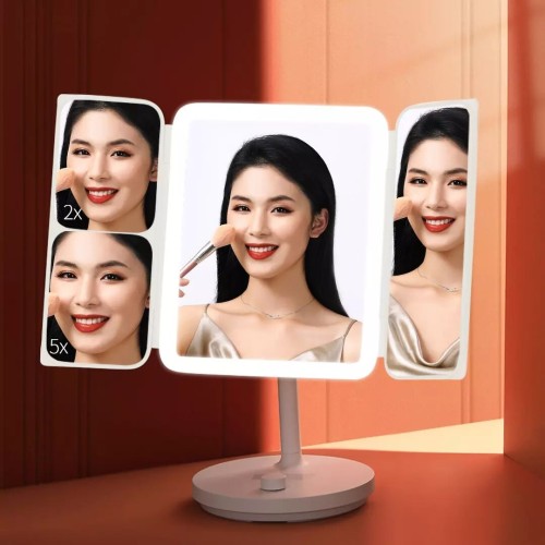 Дзеркало для макіяжу Xiaomi JordanLED table folding cosmetic mirror Pink