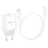 Мережевий зарядний пристрій з кабелем HOCO C104A Stage single port PD20W charger set (C to iP)(EU) White